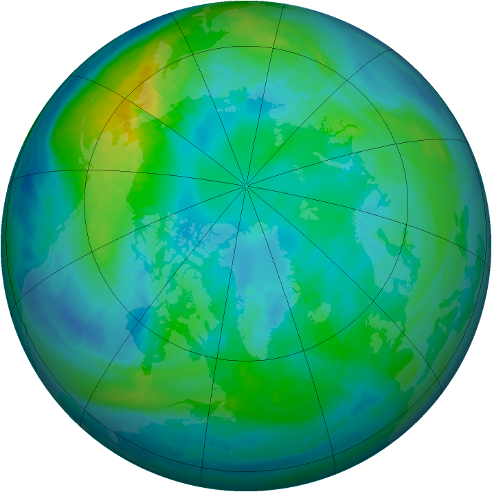 Arctic ozone map for 20 October 1999